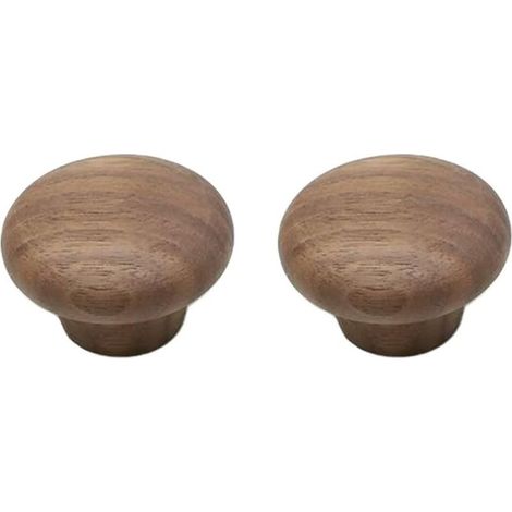 Lot de 2 boutons de tiroir en bois de noyer en forme de champignon de 38 mm avec vis – Quincaillerie de poignée de porte en bois naturel – Poignées de meubles d'armoire, d'armoire, de placard (1/5)