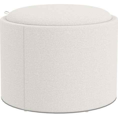 Runder Aufbewahrungs-Pouf mit klappbarem Deckel in Leinenoptik 56 x 42 cm Creme MODENUIT (1/5)