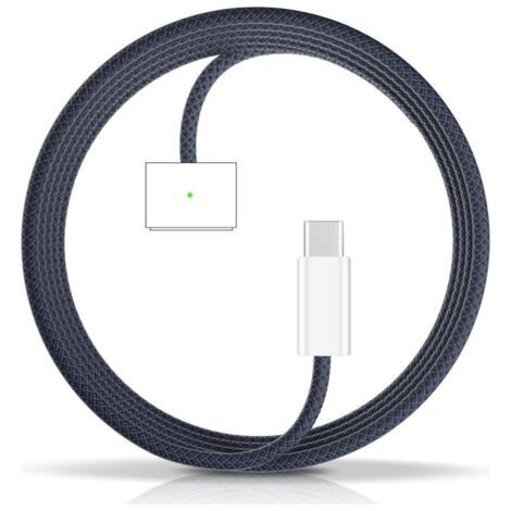 Chargeur Magnétique USB-C 140W Pour MacBook Air/Pro, Charge Rapide PD, Connecteur Magnétique de 3e Génération, Câble Tressé 2 M, Idéal Voyage, Bleu Nuit