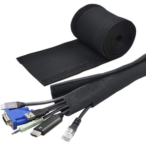 Gaine De Câble - 203 cm x 10 cm - Pour Câbles Électriques TV Ordinateur USB HDMI - Protection Antimord - Lot De 1 (1/5)