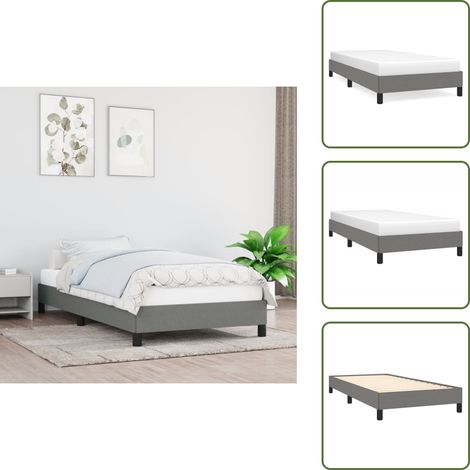 Cadre de lit sans matelas gris foncé 90x200 cm tissu - Cadre De Lit - Lit Simple - Lit Gris - Lit Tissu - Meubles Chambre À Coucher (1/5)