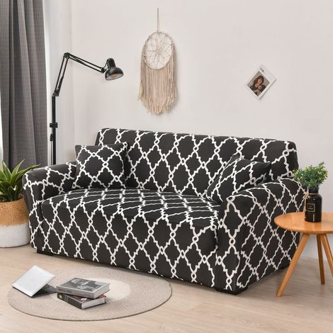 Housse Canapé 2 Places 150x185cm, Couvre Canapé Élastique Universel avec Accoudoirs, Protection Moderne Antidérapant Gris Foncé (1/3)