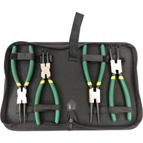 Pr Circlip Pliers Mini Pliers Pliers Tool Kit, Ring Pliers Tool Set Straight Curved Inner Outer Pliers Sets with Carrying Case Non-Slip Handle (1/5)