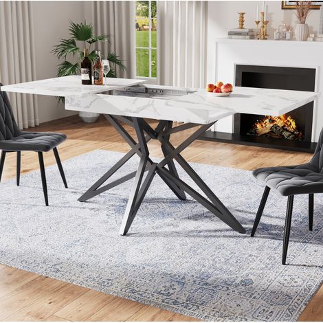 Ensemble table extensible 120/160 cm avec 4 chaises en velours gris foncé HAVRYA (1/5)