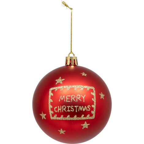Déco Sapin Boule de Noël D 8 cm Rouge et Merry Christmas - Feeric Christmas