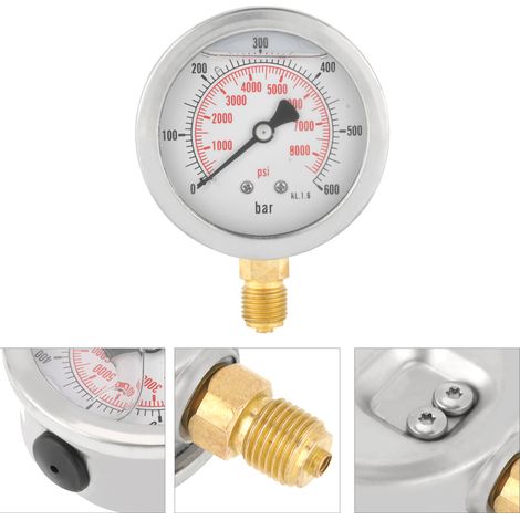 Manomètre de pression 600 bars, diamètre 63 mm, G1/4 (1/5)