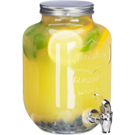 Distributeur De Boisson - 3,5 L - Verre Transparent Avec Robinet - Pour Fête Anniversaire Bar - 1 Pièce (1/5)