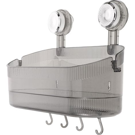 Organisateur de salle bain avec ventouses, étagère murale en plastique crochets, rangement sûr et (1/5)