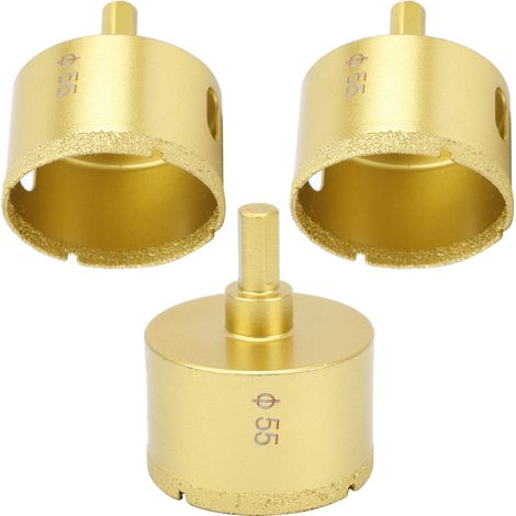 Jeu de 3 forets/scies cloches diamantés pour le soudage du marbre, du béton, du verre et de la céramique, 55 mm (1/5)