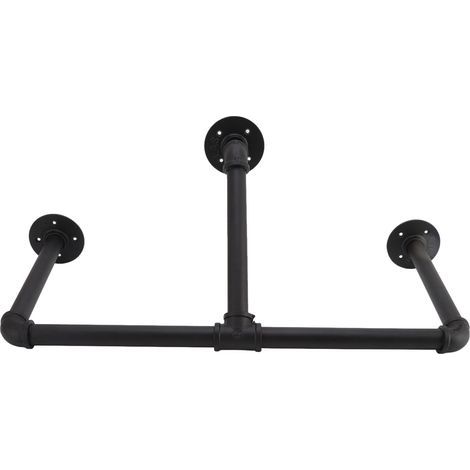 Barre de Tige de Suspension de Vtements, Rsistance la Corrosion de Fer de Support d'affichage de Vtements de Tuyau Industriel Anti-rayures Rustique pour la Maison (1/5)