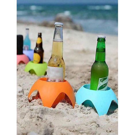Support à gobelet de plage, sous-verre anti-sable, support à boisson avec pic, support de téléphone portable tout-en-un, garde les boissons sans sable, couleur aléatoire - 1 pièce (1/5)