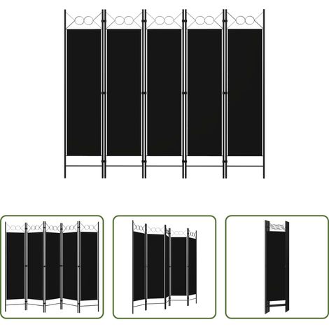 Raumteiler 5-teilig - 5-tlg. Raumteiler Schwarz 200 x 180 cm (1/5)