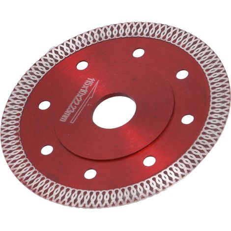 Disque de scie diamanté 115 mm pour coupe à sec et humide, idéal pour la céramique, le granit et le marbre (rouge). (1/5)