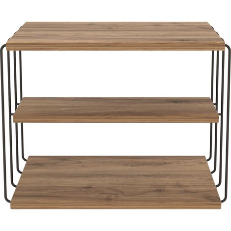 Tavolino laterale in legno "Lifon" - 50 x 40 x 33 cm - Pino atlantico nero (1/4)