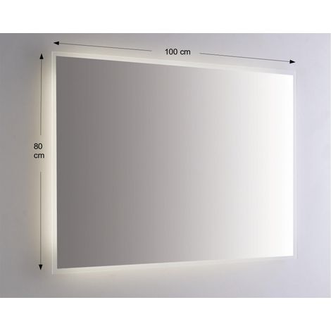 Miroir mural rétroéclairé à LED 100x80 cm épaisseur 4 mm Telagio gris en PVC (1/2)