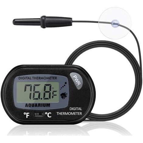 Thermomètre d’aquarium avec grand écran LCD Fahrenheit/Celsius(℉/℃) thermomètre de réservoir de poisson pour Aquarium Terrarium de reptiles thermomètre d’eau numérique avec ventouse (1/5)