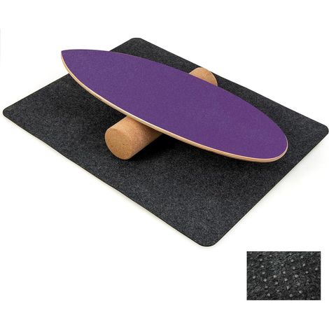 COSTWAY Balance Board in Legno, Tavola di Equilibrio con Rullo e Tappetino per Allenamento Skateboard Hockey Snowboard Surfing, Attrezzi 3 in 1 per Esercizi Equilibrio e Tonificazione Core,Viola (1/5)