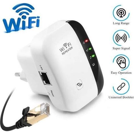 Répéteur WiFi, WLAN Extenseur sans Fil, 300Mbps Amplificateur de Signal 2.4GHz avec AP Point d\'accès/Port Ethernet/Antennes Intégrée (1/4)