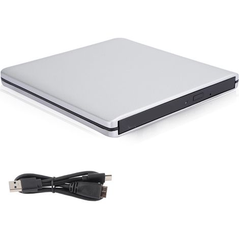 Tragbarer, schlanker externer DVD-Leser/Brenner mit USB 3.0 für PC und MacBook – Silber (1/5)