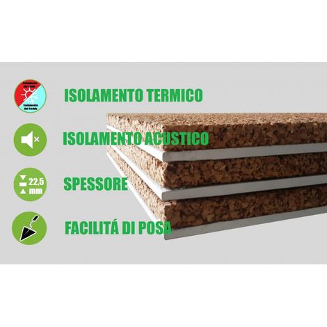 Pannello Accoppiato Cartongesso e Sughero Naturale - 100cm X 120cm - Spessore 22,5 mm - Italfrom (1/4)