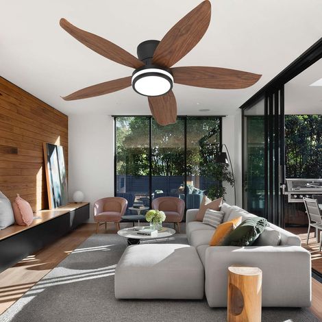 106cm Lustre Ventilateur De Plafond LED Dimmable, Silencieux 6 Vitesses, Moteur DC, Réversible Eté Hiver Plafonnier Ventilateur (1/5)