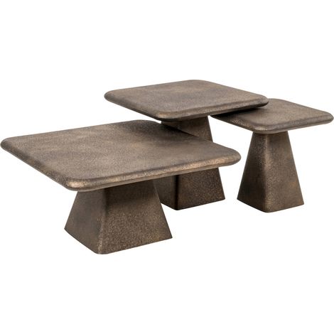 Table basse design dorée avec piètement sculptural en métal - doré effet bronze patiné (1/5)