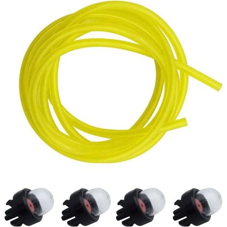 D'amorce 4 Pièces Ampoule de Carburant Pompe Un Diamètre Intérieur 2,5 mm 5,5 mm de Diamètre Extérieur Durite de Carburant Jaune 1,5 m Accessoires de scie à Chaîne Universels (1/4)