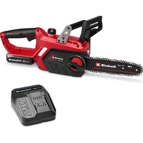 Einhell Tronçonneuse sans fil GE-LC 18/25-1 Li Kit PXC (18 V, longueur de coupe 23 cm, vitesse de chaîne 4,5 m/s) Livré avec Batterie 2,5Ah et Chargeur (1/5)