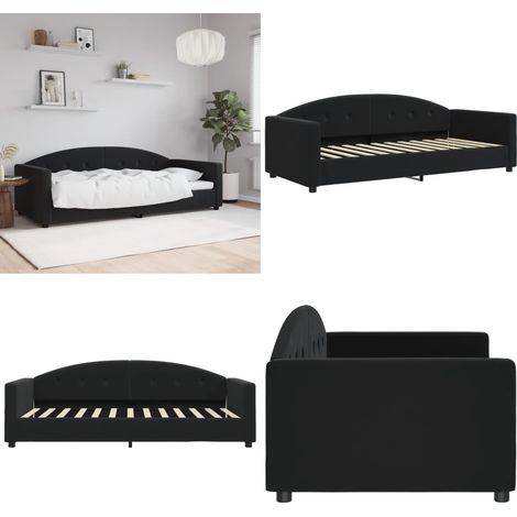 Tagesbett Schwarz 90x190 cm Samt - Schlafsofa - Sofa (1/5)