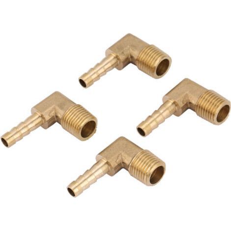 Raccord coudé à filetage mâle en laiton, 4 pièces, raccord cannelé pour tuyau G1/4\ (1/4)