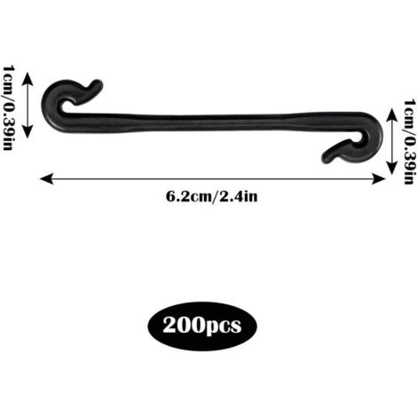Attache Tomate Pince Plante Grimpante Clips Tomates 200 Pcs Crochets de Support de Tomate Clips de Vigne Raisin Crochets de Vigne pour Fruits Raisin Vigne Fixation Outils de Jardinage (Black)