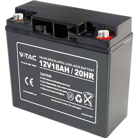 V-Tac – Batterie au plomb 18Ah 12V VT1218 – M5 pour systèmes d'alarme, vidéosurveillance, UPS – Autonomie 5 ans, dimensions 180x77x168mm