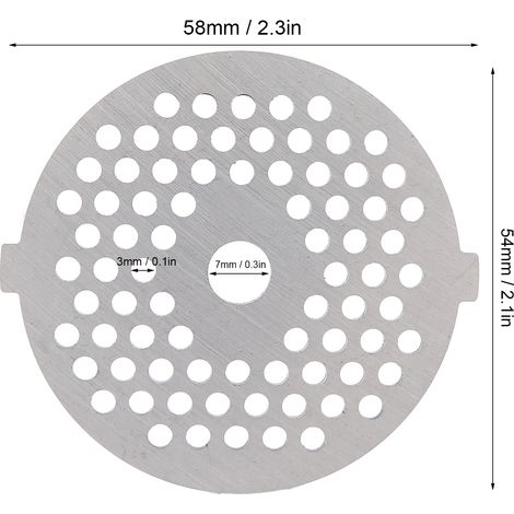 2 Pièces Lame de Hachoir Électrique en Acier Inoxydable, Plaque de Broyage à Trous Ronds pour Broyeur Type 5/B (3mm, 56 Trous) (1/5)