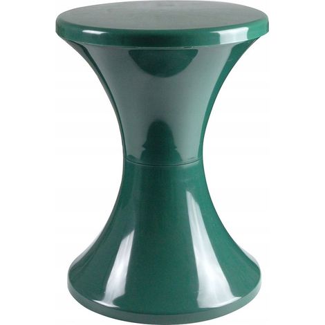 Tabouret en plastique sablier vert foncé – Hauteur 42 cm – Diamètre 30,5 cm – Léger et portable – Pour intérieur et extérieur (1/3)