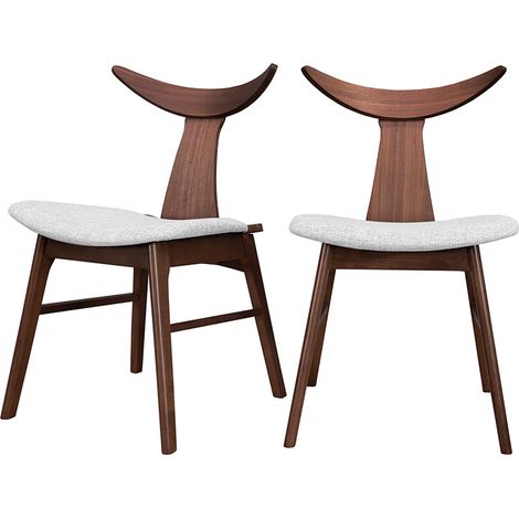 Selsey HENRICO - Esszimmerstuhl 2er-Set, Holzstuhl mit gepolstertem Sitz und Massivholz-Beinen (Nussbaum-Optik, Sitz in Grau) (1/5)