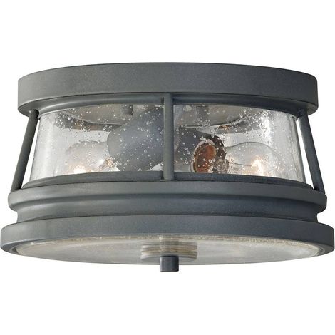 Elstead Chelsea Harbor - Plafonnier encastré extérieur à 2 ampoules Storm Cloud IP44, E27 (1/5)