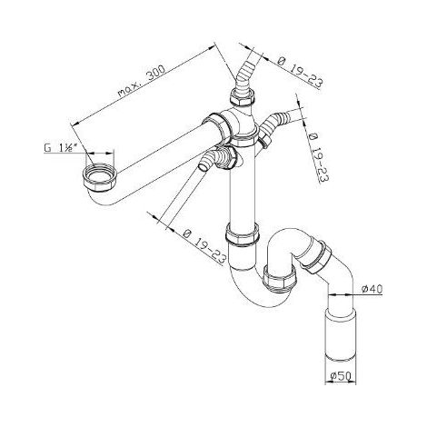 Sanitop-wingenroth röhrengeruchverschluss pour évier 11/2 x 40/50 mm, 22233 4