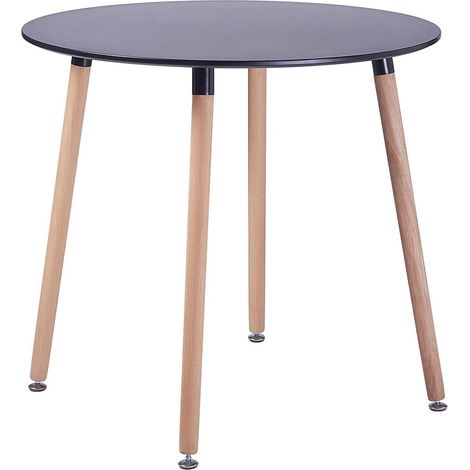Table Ronde Salle à Manger Scandinave Design Noir en Bois 80 x 80 x 75 cm (1/5)