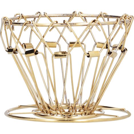 Handgefertigter Kaffeefilterständer, Tropffilter, 3 Löcher, faltbar, Edelstahl, Kuchenfilterhalter (Gold) (1/5)