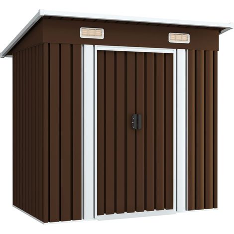 Casetta da giardino casetta per capanni casetta per ripostigli casetta per esterni casetta per attrezzi robusta 194 x 121 x 181 cm acciaio marrone 020022385