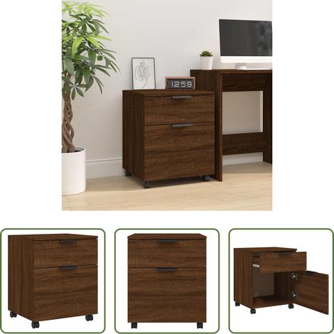 Meuble de bureau - Classeur mobile avec roues Chêne marron 45x38x54 cm Bois (1/5)