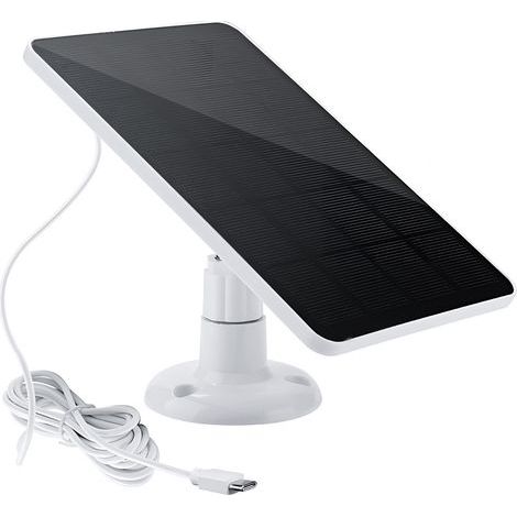 IP6 Waterproof Solar Panel for Security Camera, 360 Degree Adjustable Continuous Power with 10W 5V Charging Panels, Type-C Port/9.8ft Cable for Doorbell Monitoring (1/4)