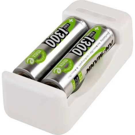 Ansmann Basic II + 2× AA 1300mAh Cargador de pilas cilíndricas NiMH LR03 (AAA), LR6 (AA)