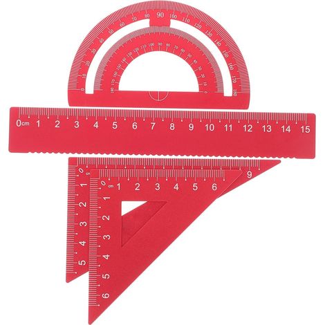 Metalic Rouge Ensemble de 4 règles en métal rouge SHERCHPRY, comprenant un