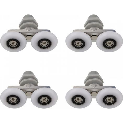 Roulettes Doubles pour Porte de Douche Roulettes pour Porte de Douche Roulettes Coulissantes Porte Salle de Bain Douche Rouleau de Douche de Rechange,Pièces de rechange pour salle de bain 19mm 4 PCS (1/4)