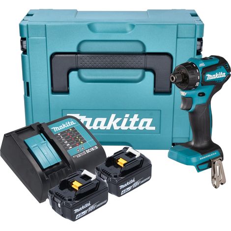 Taladro atornillador a batería Makita DDF 083 SMJ 18 V 40 Nm 1/4'' sin escobillas + 2x batería recargable 4,0 Ah + cargador + Makpac
