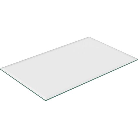 Relaxdays Piano Vetro Temperato Tavolo Rettangolare da 100x62 cm, 8 mm, ESG, Lastra per Camino a Legna, Trasparente