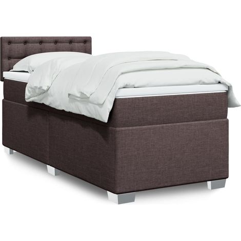 Boxspringbett mit Matratze Dunkelbraun 90x190 cm Stoff (1/5)