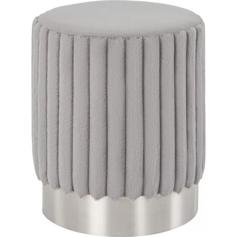 Modern Round Velvet Ottoman Bedroom Upholstered Footrest Stool (1/5)