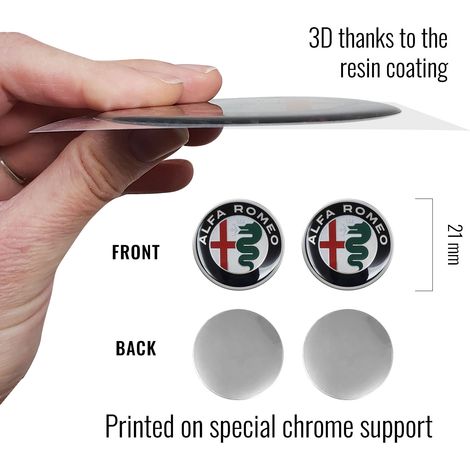 Alfa Romeo Adesivi 3D Logo - Dimensione: 21 MM - Colore: COLOR